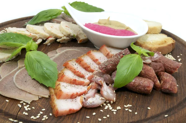 stock image A plate of sausages