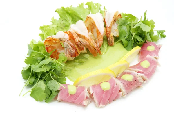 Krewetki i tuńczyka — Zdjęcie stockowe