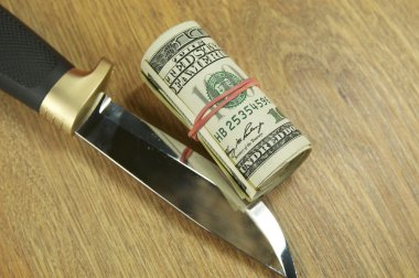 Dollars and knife clipart