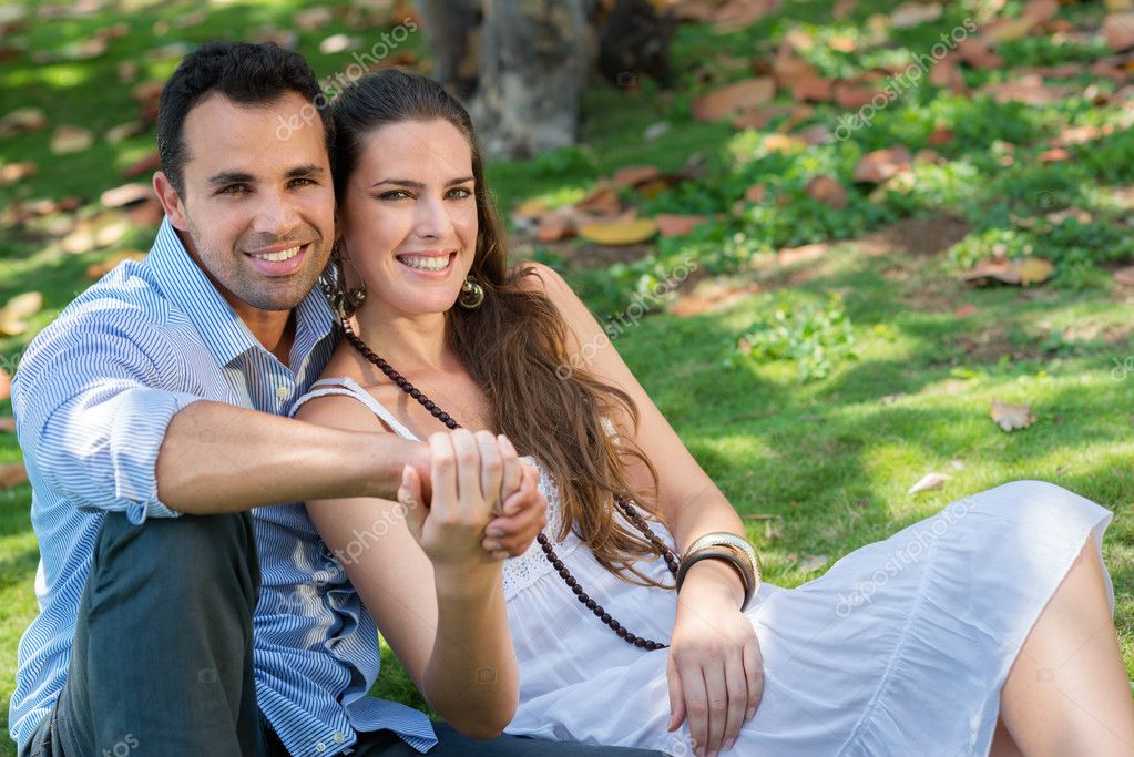 Boyfriend and girlfriend in love, hugging during date ...