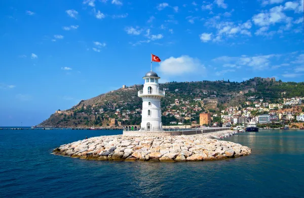 Lighthouse in port Alanya, Turkey. — Stock Photo, Image