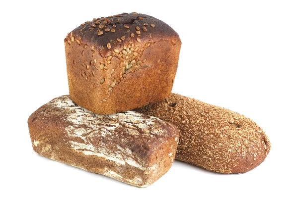 Tři z chleba izolovaných na bílém pozadí — Stock fotografie