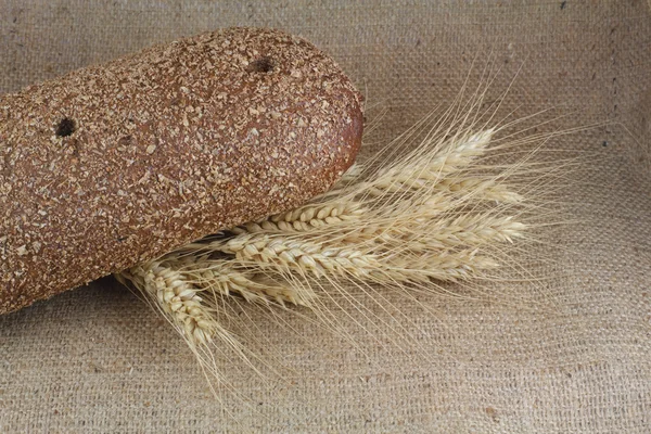 Celozrnný chléb s ušima, pšenice — Stock fotografie