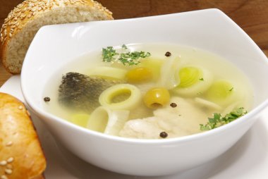 Soup with fish clipart