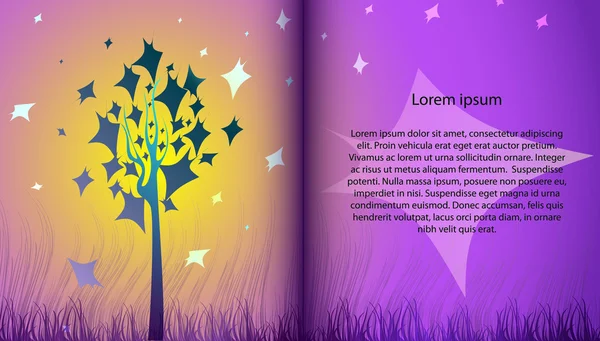Livre magique avec arbre — Image vectorielle