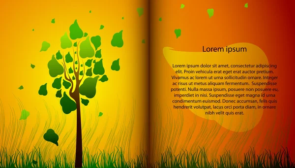 Kouzelná kniha s letní strom — Stockový vektor