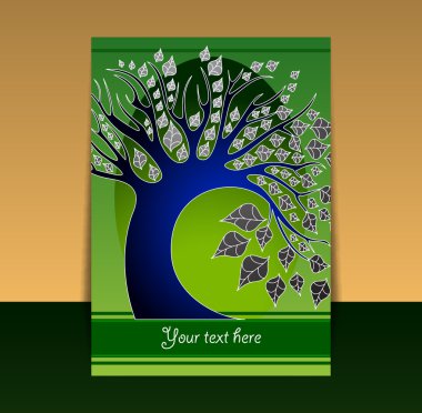 Night oak tree, vector clipart