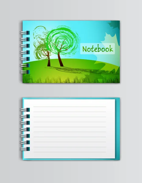 Cuaderno con árbol — Vector de stock