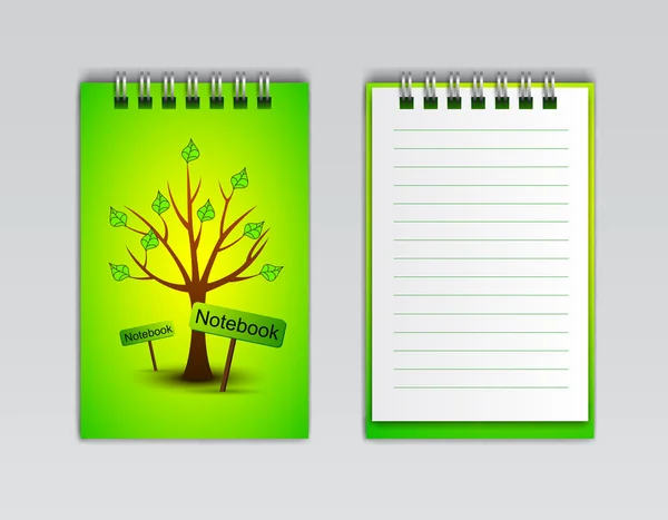 Cuaderno con árbol de primavera, vector — Archivo Imágenes Vectoriales