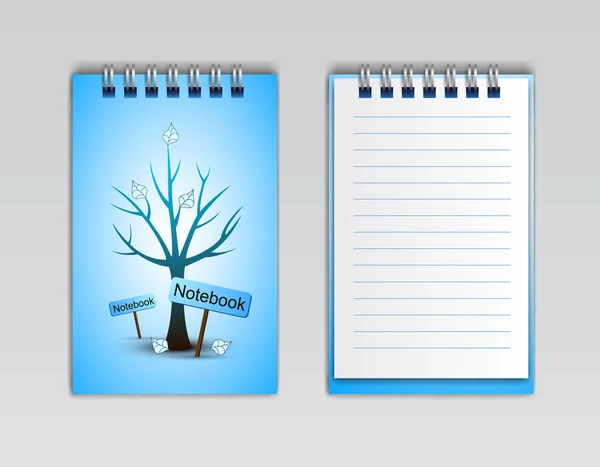 Cuaderno con un árbol de invierno, vector — Vector de stock