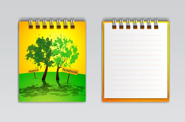 Notebook with summer trees — Stock Vector