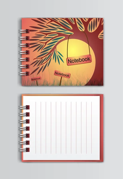 Cuaderno con ilustración, vector — Vector de stock