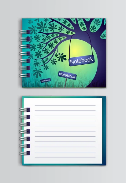Notebook with an illustration, vector — Stock Vector