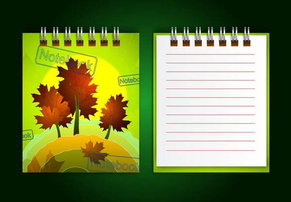 Notebook on a green background, vector — Stock Vector