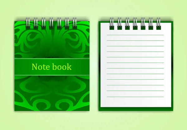 Zelená notebook s ilustrace, vektorová — Stockový vektor