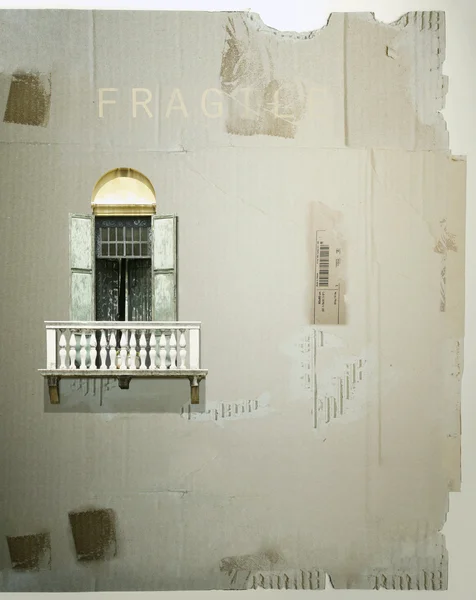 Französisches Fenster auf Karton — Stockfoto