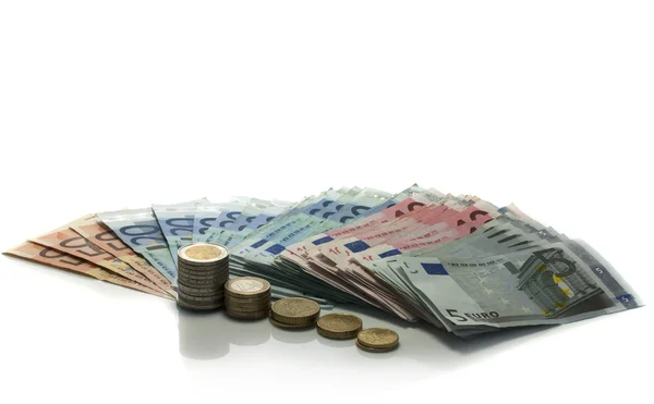 Euro para kağıt ve madeni paralar — Stok fotoğraf
