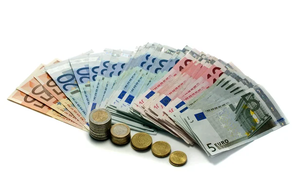 Papier et pièces en euros — Photo