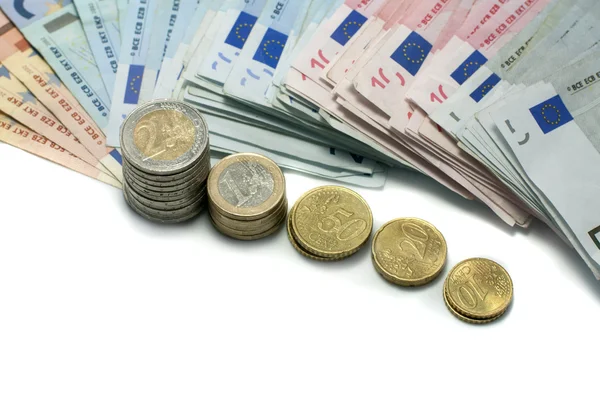 Euro geld papier en munten — Stockfoto
