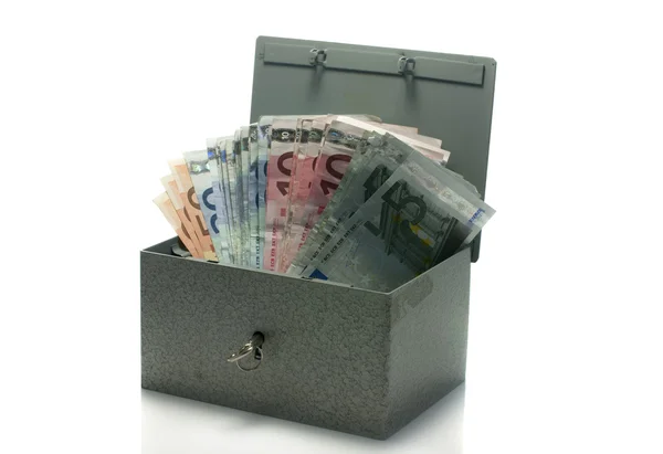 Strongbox avec de l'argent en euros — Photo