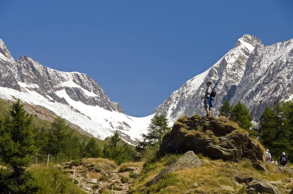 stock image Snow on the mountains in summer in Switzerland