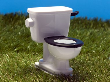 Outside toilet in the grass clipart
