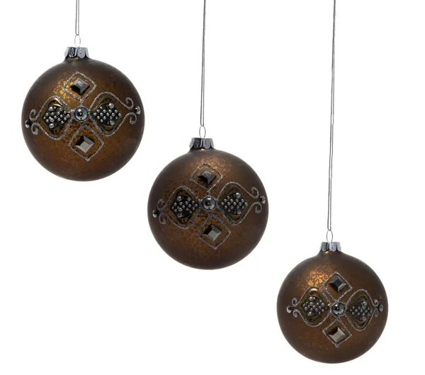 Três bolas de Natal douradas — Fotografia de Stock