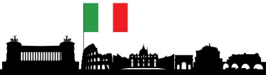 Roma manzarası ve İtalyan bayrağı
