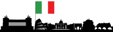 Rome skyline and the italian flag clipart