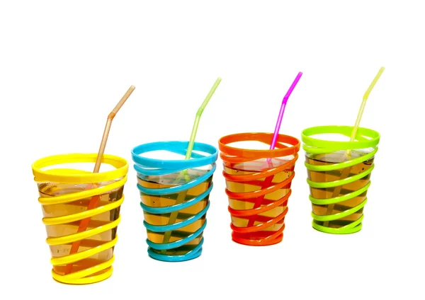 Drinks in glasses with straw — Stock Photo, Image
