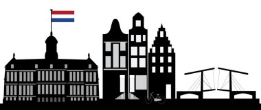 Amsterdam skyline with dutch flag clipart