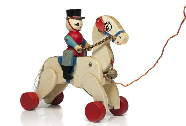 Gioca a cavallo con soldato in legno — Foto Stock