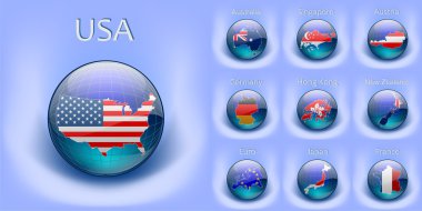 Globes flags countries clipart