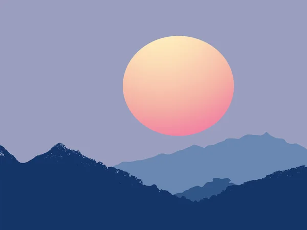 Peyzaj dağlar ve ay