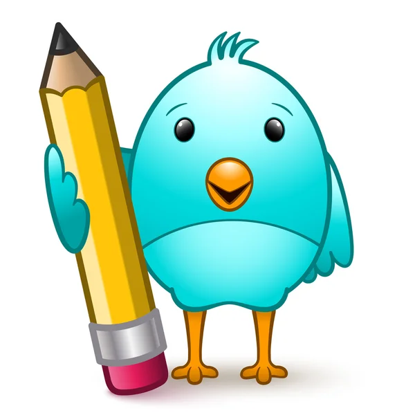 Fågel med penna — Stock vektor