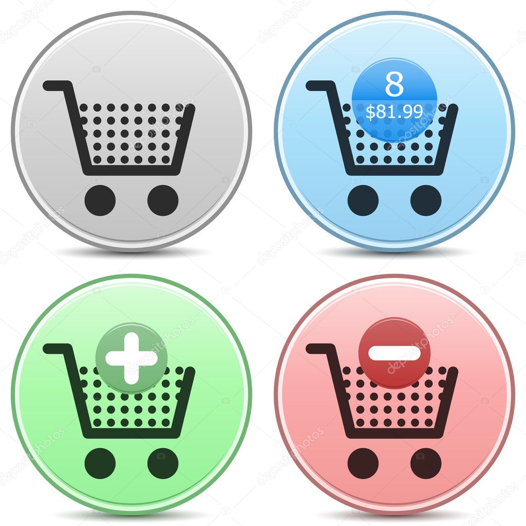 Shopping Cart Icon Button Set