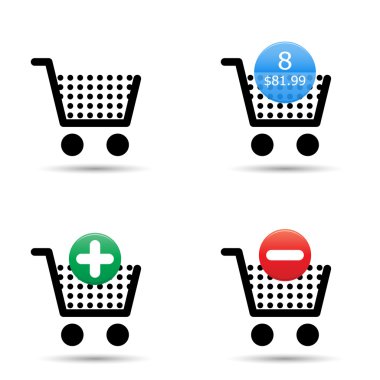 Shopping cart icons set clipart