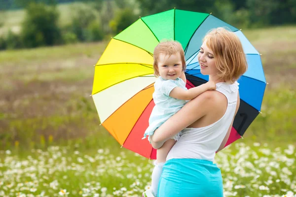Mother with daughter on the meadow — Stock Photo, Image