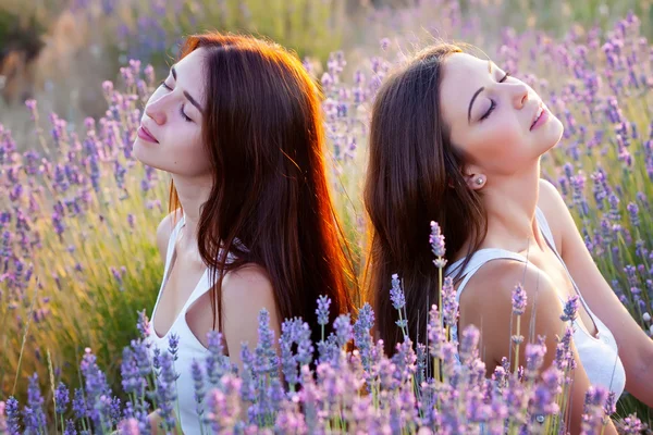 Two girls on the meadow — Stock Photo, Image