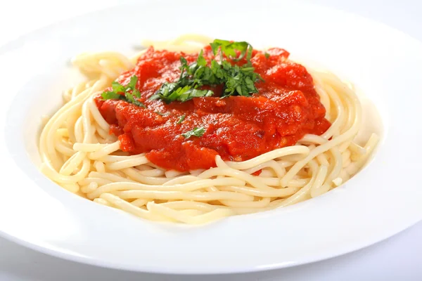 Pasta y salsa de tomate Fotos de stock libres de derechos