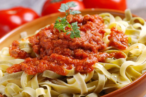 Tagliatelle with meat sauce — Stock Photo, Image