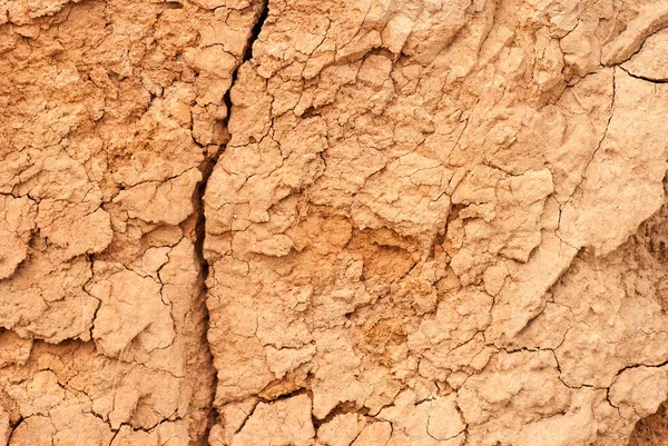 Terra de argila rachada na estação seca — Fotografia de Stock