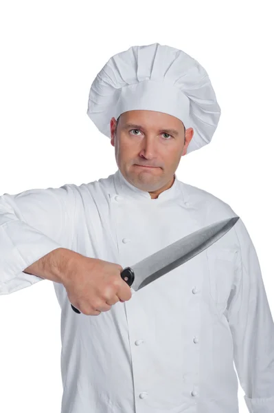 Chef profissional isolado no fundo branco — Fotografia de Stock