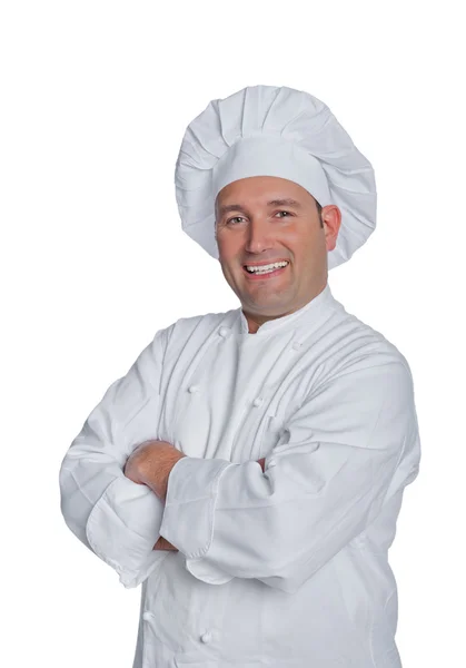 Chef-kok glimlacht — Stockfoto