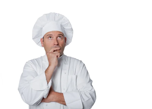 Красивый шеф-повар на белом фоне Стоковое Изображение