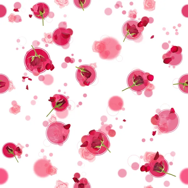 Naadloze rozen en bloemblaadjes in het rood — Stockfoto