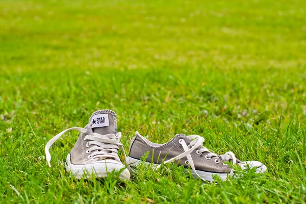 Обувь на лужайке — стоковое фото