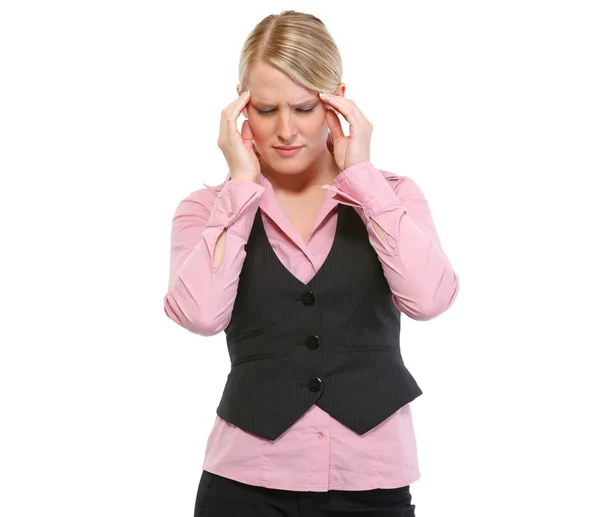 Ritratto di donna con mal di testa — Foto Stock