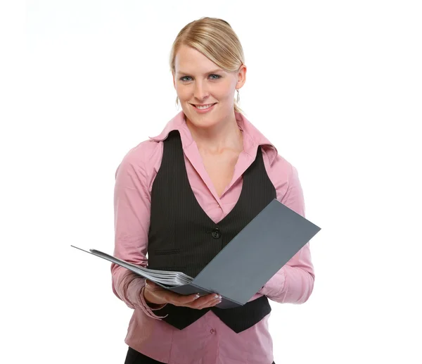 Kobieta pracownika z folderu — Zdjęcie stockowe