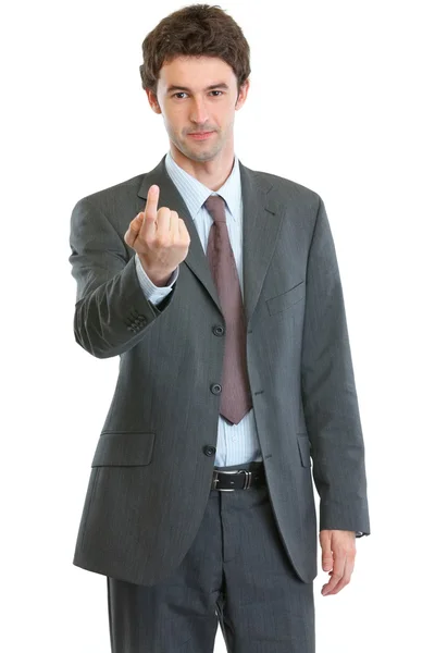 Moderne zakenman wenkende met vinger — Stockfoto